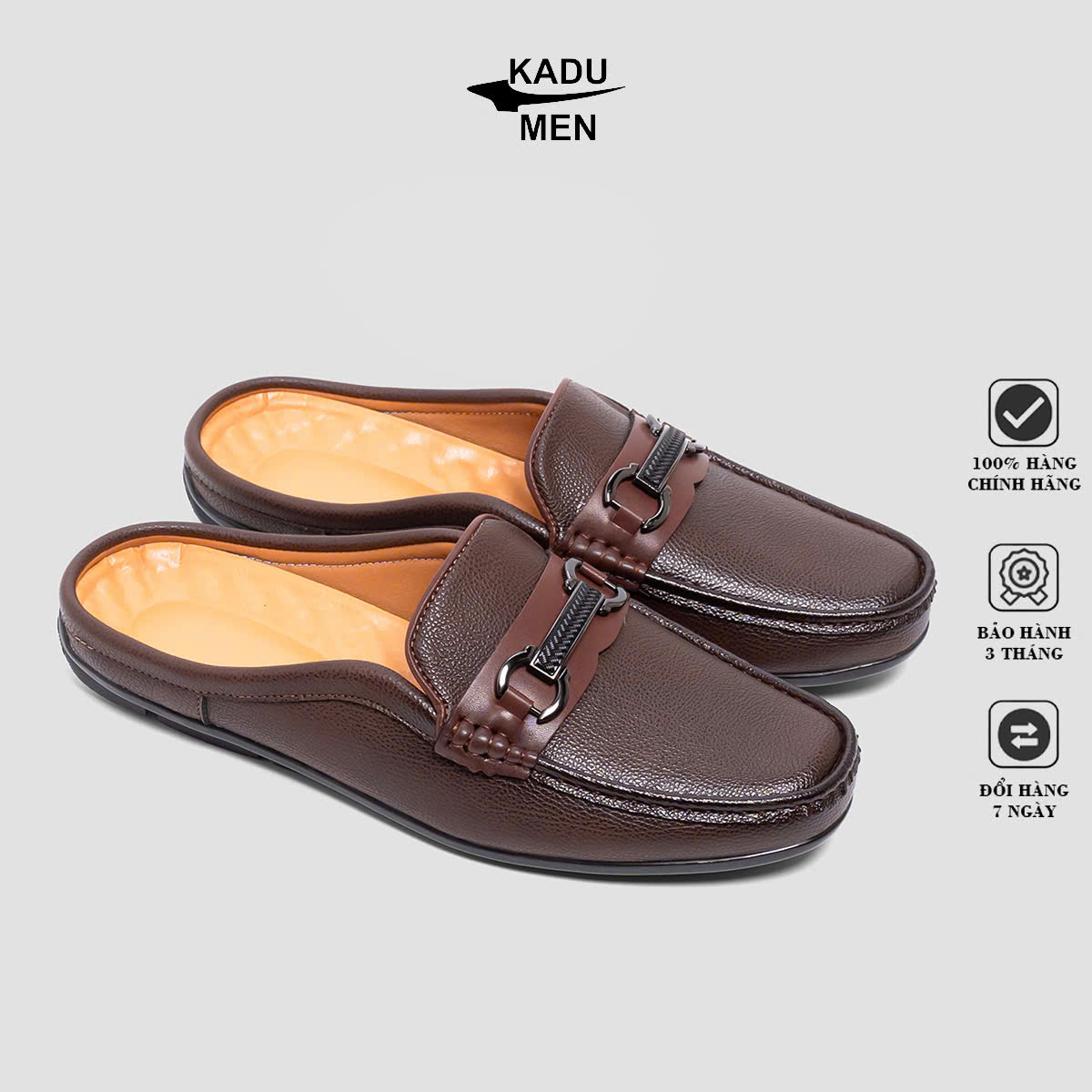 Mã SPKD19 - Giày Sục Nam, KADUMEN, Da sần hạt miu Cao Cấp, Đế Cao Su Trống Trơn, Size 37- 44 - Ảnh 5