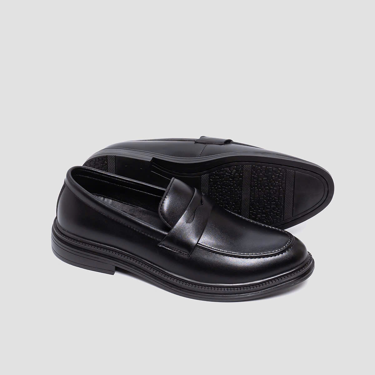 Mã SPKD12 - Giày Lười Nam Công Sở, KADUMEN, Da Microfiber Cao Cấp, Đế Cao Su Trống Trơn
