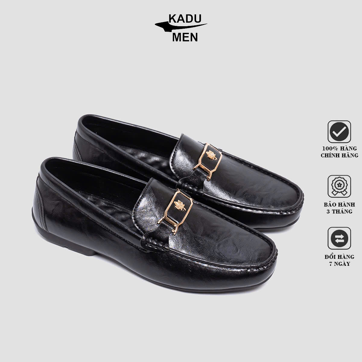Mã SPKD03 - Giày Lười Nam Mô Ca, KADUMEN, Da Microfiber Cao Cấp, Đế Cao Su Trống Trơn
