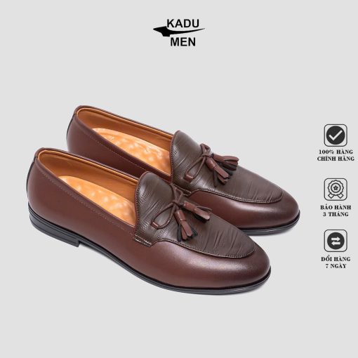 Mã SPKD09 - Giày Lười Nam Công Sở, KADUMEN, Da Microfiber Cao Cấp, Đế Cao Su Trống Trơn